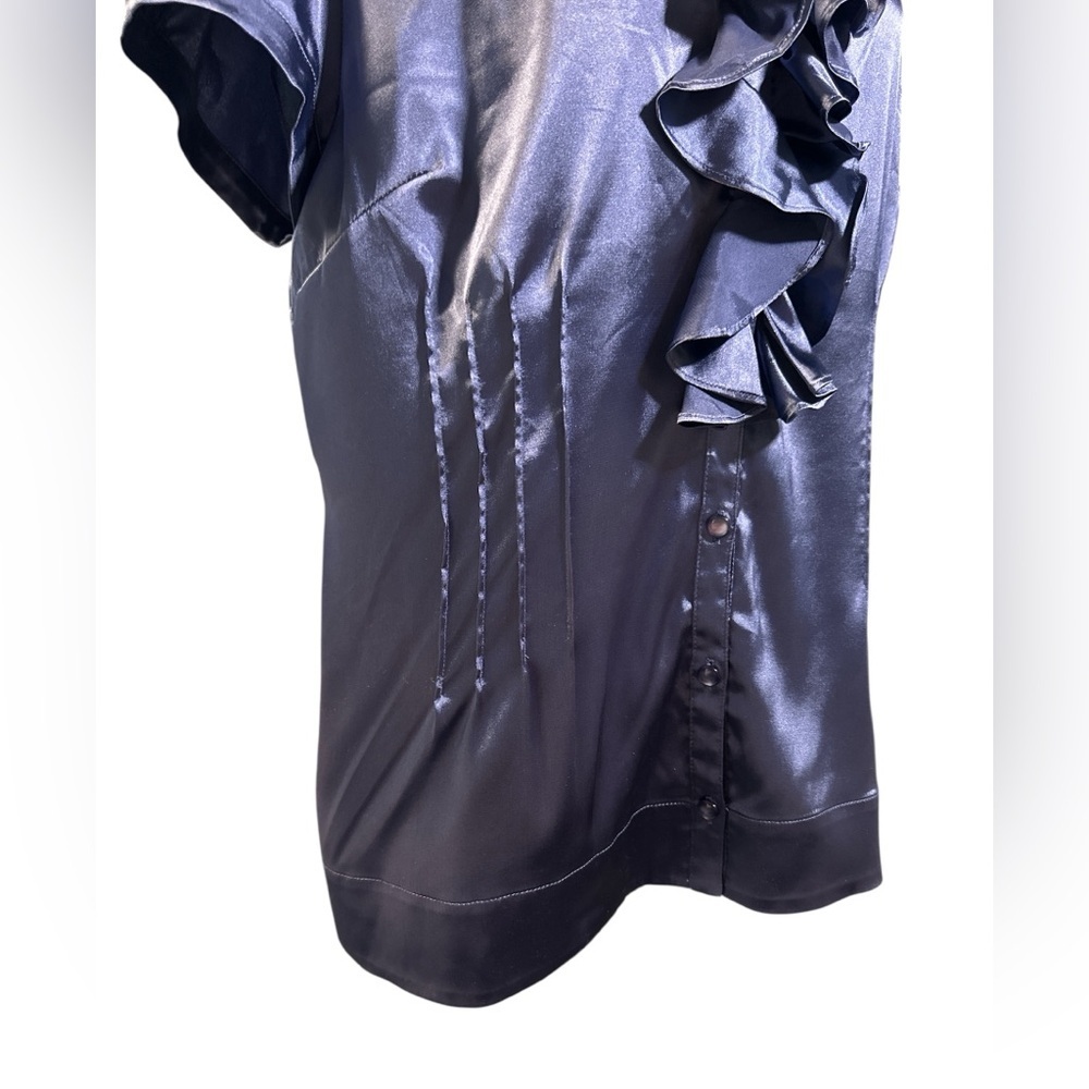 Madison Studio Blue Ruffled Cap Sleeve Blouse - Picture 4 of 8